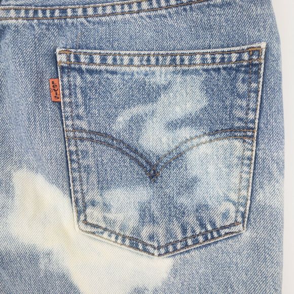 The Laundry Room Bleached Denim Texas Flag Shorts Sz M Redone Levis 615 - Picture 3 of 12